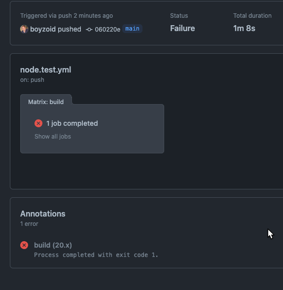 GitHub Actions Workflow Failure