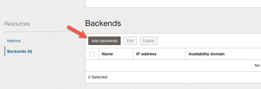 Add backends button